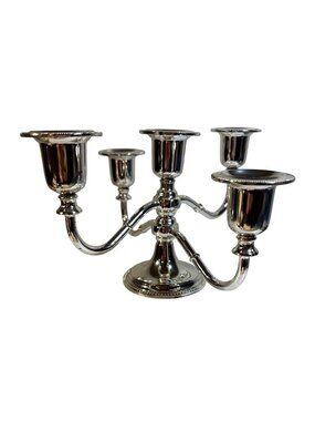 Silver Plated Candelabra Elegant Dining Centerpiece Vintage 5 Arm Heavy